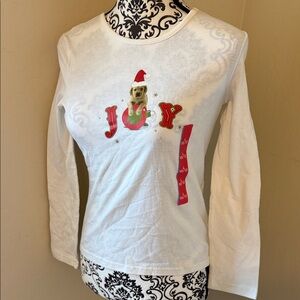 Target White Joyful Dog Long‎ Sleeve Tee